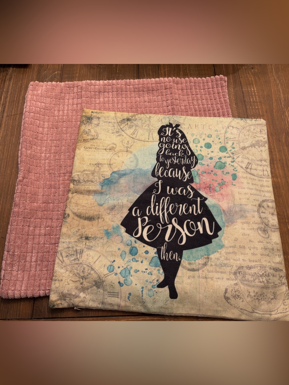 Throw Pillow Covers - Alice w/pink chenille - NEW